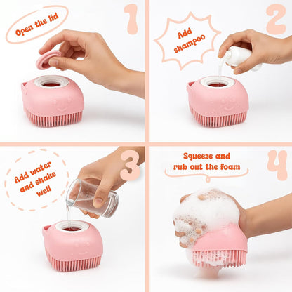 Bath Grooming Brush with Built-in Shampoo Dispenser